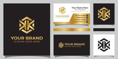 elegant letter double K with hexagonal logo for your business brand and business card