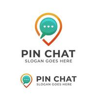 modern logo design of Chat bubble pin with map symbol  icon design vector