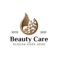 logotipo de cuidado de belleza pura, logotipo de mujer de spa de belleza con símbolo de hoja vector