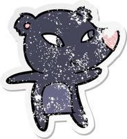 distressed sticker of a cute cartoon bear vector