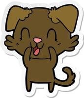 sticker of a laughing cartoon dog vector