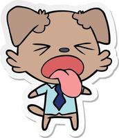 sticker of a cartoon disgusted dog vector