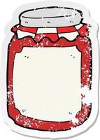 retro distressed sticker of a cartoon jar of preserve vector