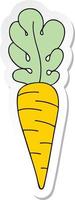 sticker of a quirky hand drawn cartoon carrot vector