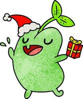 christmas textured cartoon of kawaii seed vector