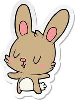 sticker of a cute cartoon rabbit vector