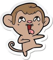 sticker of a crazy cartoon monkey vector