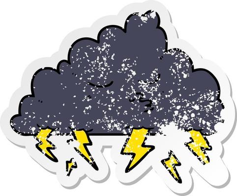 distressed sticker of a cartoon storm cloud