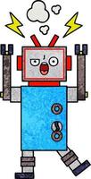 retro, grunge, textura, caricatura, roto, robot vector