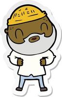 sticker of a cartoon bearded man vector