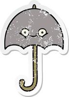 distressed sticker of a cute cartoon umbrella vector