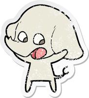 distressed sticker of a cute cartoon elephant vector