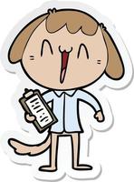 sticker of a cute cartoon dog vector