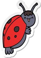 sticker of a cute cartoon ladybug vector