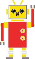 flat color retro cartoon robot vector