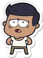 sticker of a cartoon tired man vector