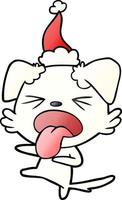 gradient cartoon of a disgusted dog wearing santa hat vector