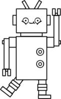 line drawing cartoon robot vector