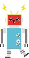 flat color retro cartoon robot vector