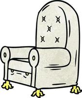 textured cartoon doodle of a blue arm chair vector