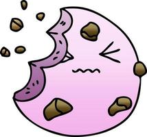 quirky gradient shaded cartoon munched cookie vector