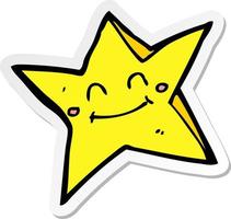 sticker of a cartoon happy star character vector