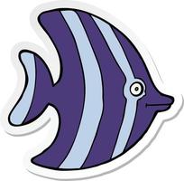 sticker of a cartoon angel fish vector