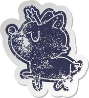 distressed old sticker of  kawaii cute deer vector