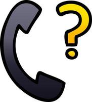 gradient shaded cartoon telephone receiver with question mark vector