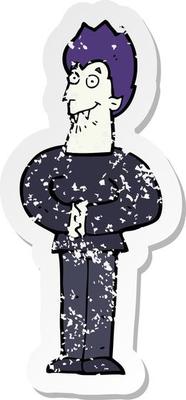 retro distressed sticker of a cartoon vampire