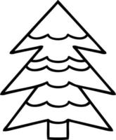 line drawing cartoon snow covered tree vector