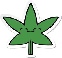 sticker of a cute cartoon marijuana leaf vector