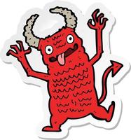 sticker of a cartoon demon vector