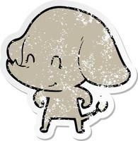 distressed sticker of a cute cartoon elephant vector