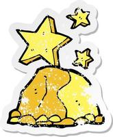 retro distressed sticker of a cartoon gold nugget vector