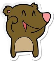 sticker of a laughing bear cartoon vector