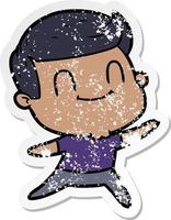 distressed sticker of a cartoon friendly man vector