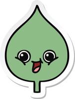 sticker of a cute cartoon expressional leaf vector