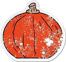 distressed sticker cartoon doodle of a pumpkin vector