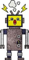 retro grunge texture cartoon malfunctioning robot vector