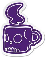 cartoon sticker of a skull mug vector