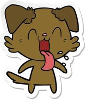 sticker of a cartoon panting dog vector