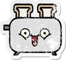 distressed sticker of a cute cartoon of a toaster vector