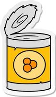 sticker cartoon doodle of a can of peaches vector