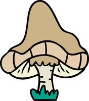 cartoon doodle of a single mushroom vector