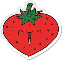 sticker of a happy cartoon strawberry vector