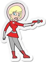 sticker of a cartoon sci fi girl vector