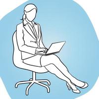 Businesswoman working on a laptop. vector