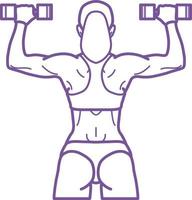 Female Working Out. Exercising with Dumbbel. Line Art. vector