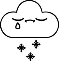 line drawing cartoon storm snow cloud vector